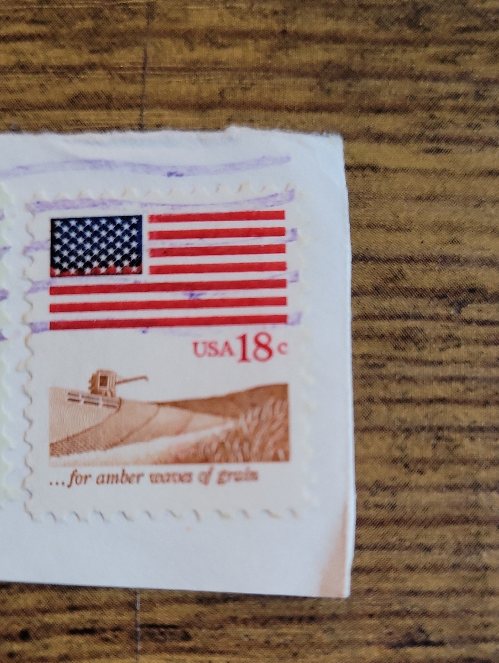 Vintage USA 18¢ Amber Harvest Stamp - White and Brown